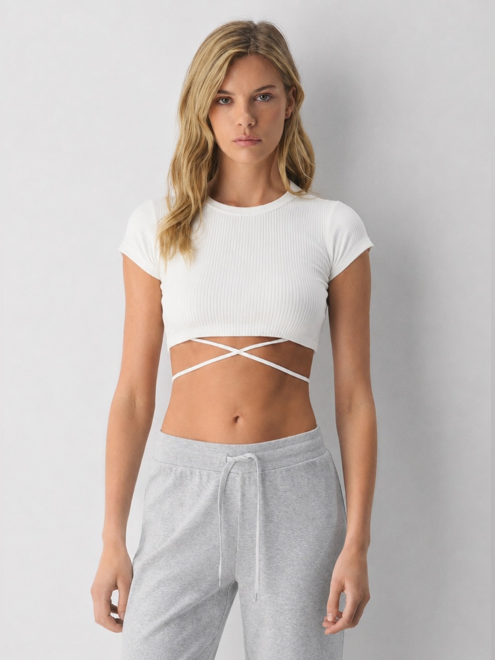 Princess Polly Anita Crop Top Tee White Ribbed Fitted Short Sleeve US 2 NWT - Picture 16 of 16